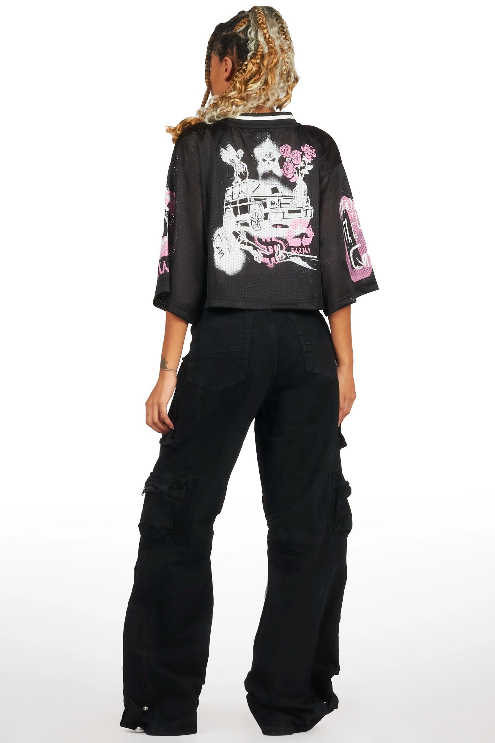 Riana Black Mesh Jersey Female Product Image