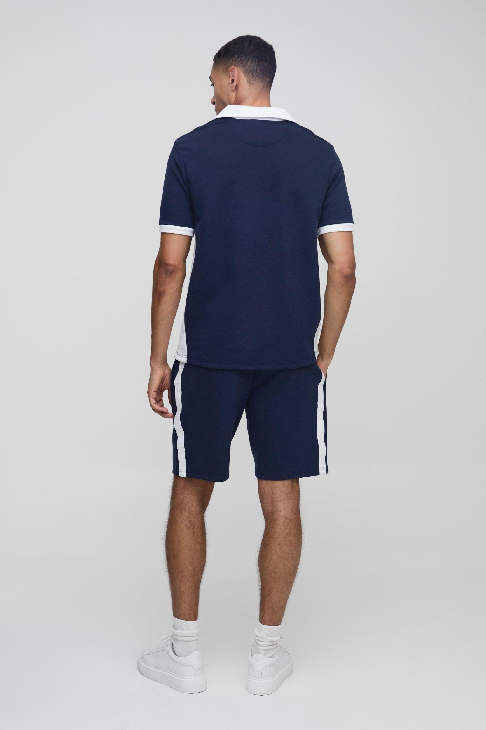 Regular Fit Revere Collar Interlock Polo Shirt | boohooMAN USA Product Image