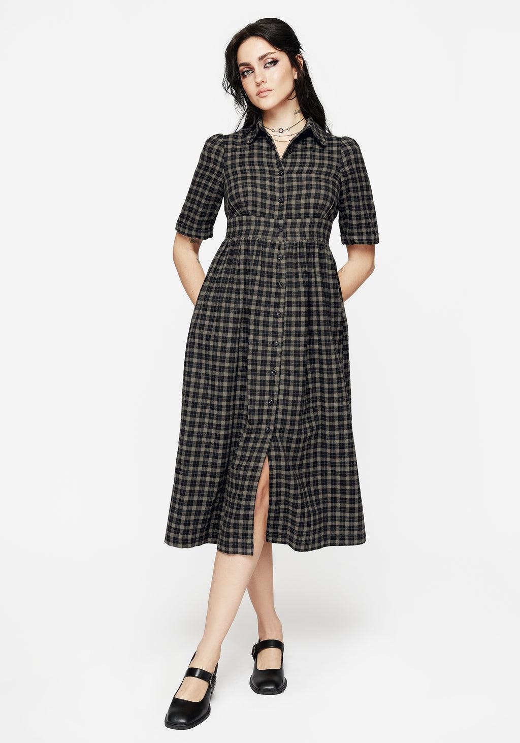 Terra Midi Smock Shirt Dress - Olive Product Image