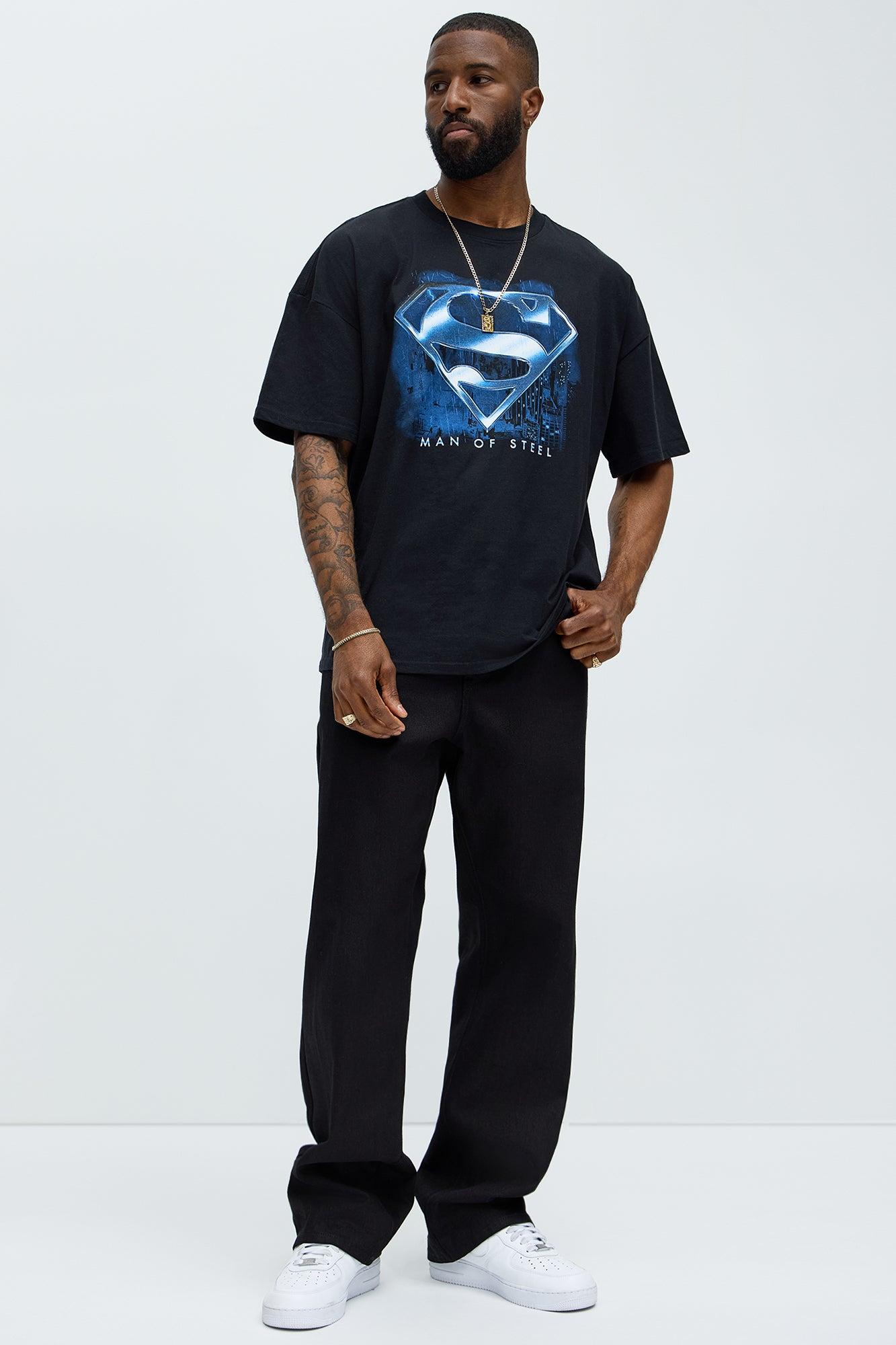 Superman Steel Of Strength Oversized Short Sleeve Tee - Black Product Image