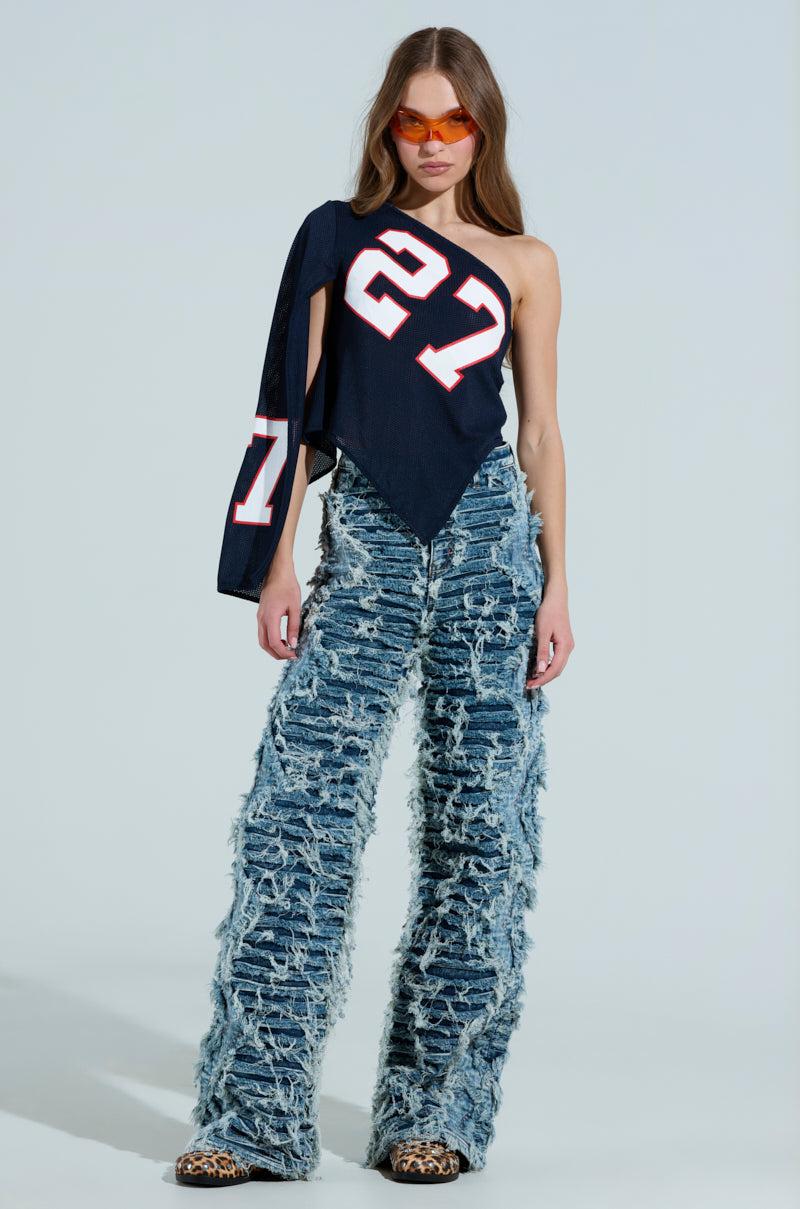 TURN AROUND DISTRESSED DENIM PANT Product Image