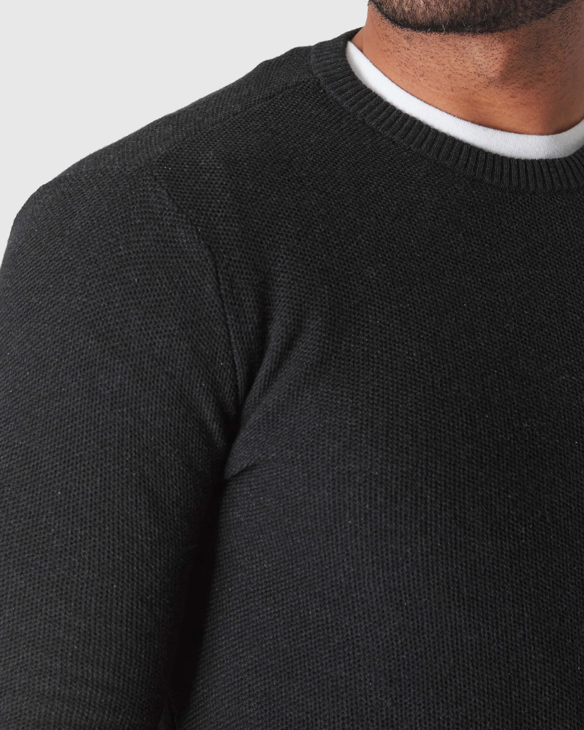 Charcoal Heather Gray Pique Crew Sweater Product Image