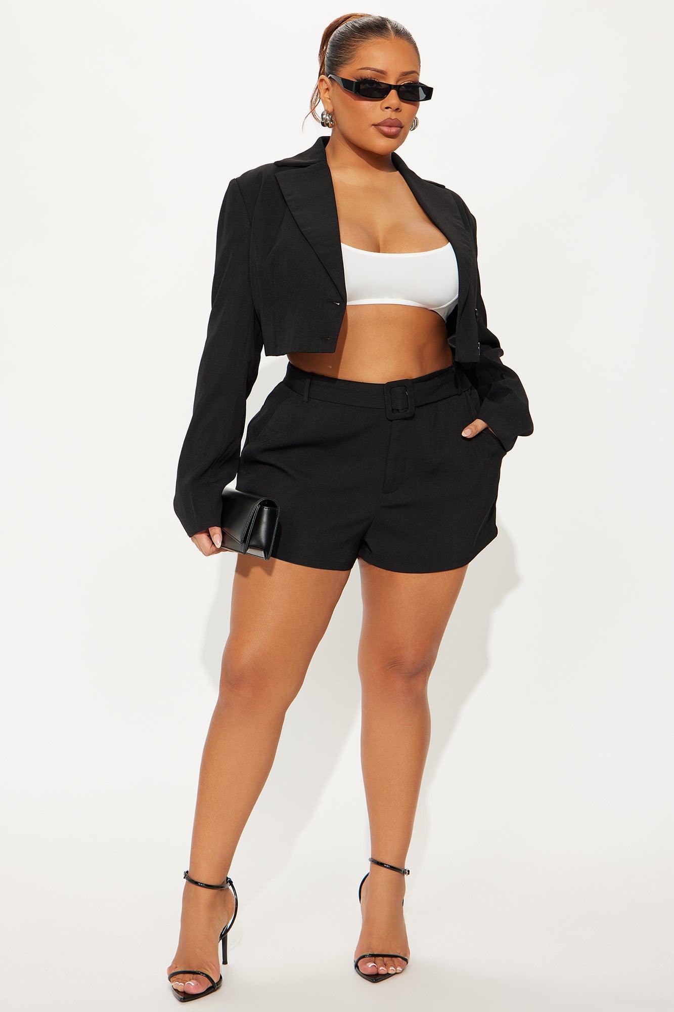 Pretty Business Belted Trouser Short - Black Female Product Image