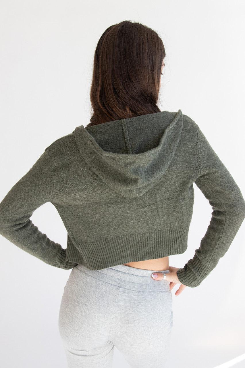 Crop Zip Up Hoodie Sweater Product Image