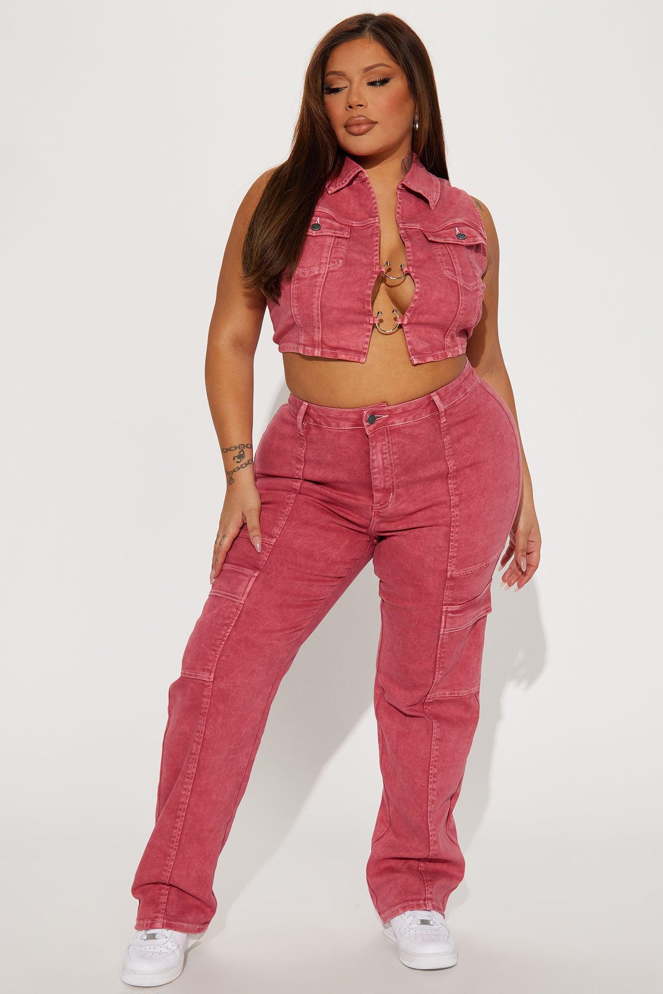 Step To It Stretch Utility Jeans - Red Product Image