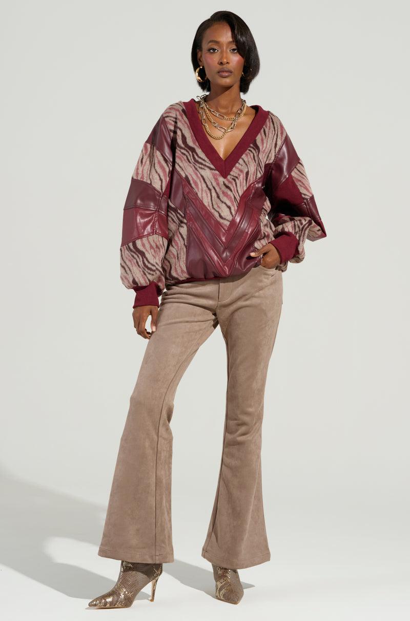 SOFIA FAUX SUEDE FLARE PANTS Product Image