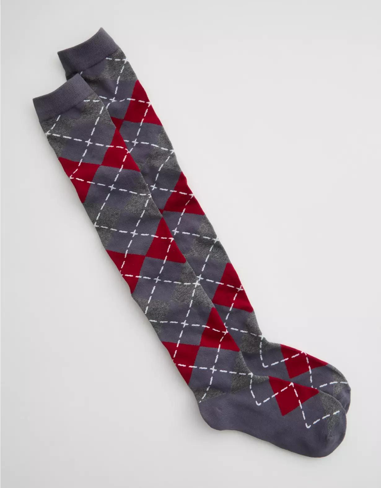 Aerie Over The Knee Argyle Socks Product Image