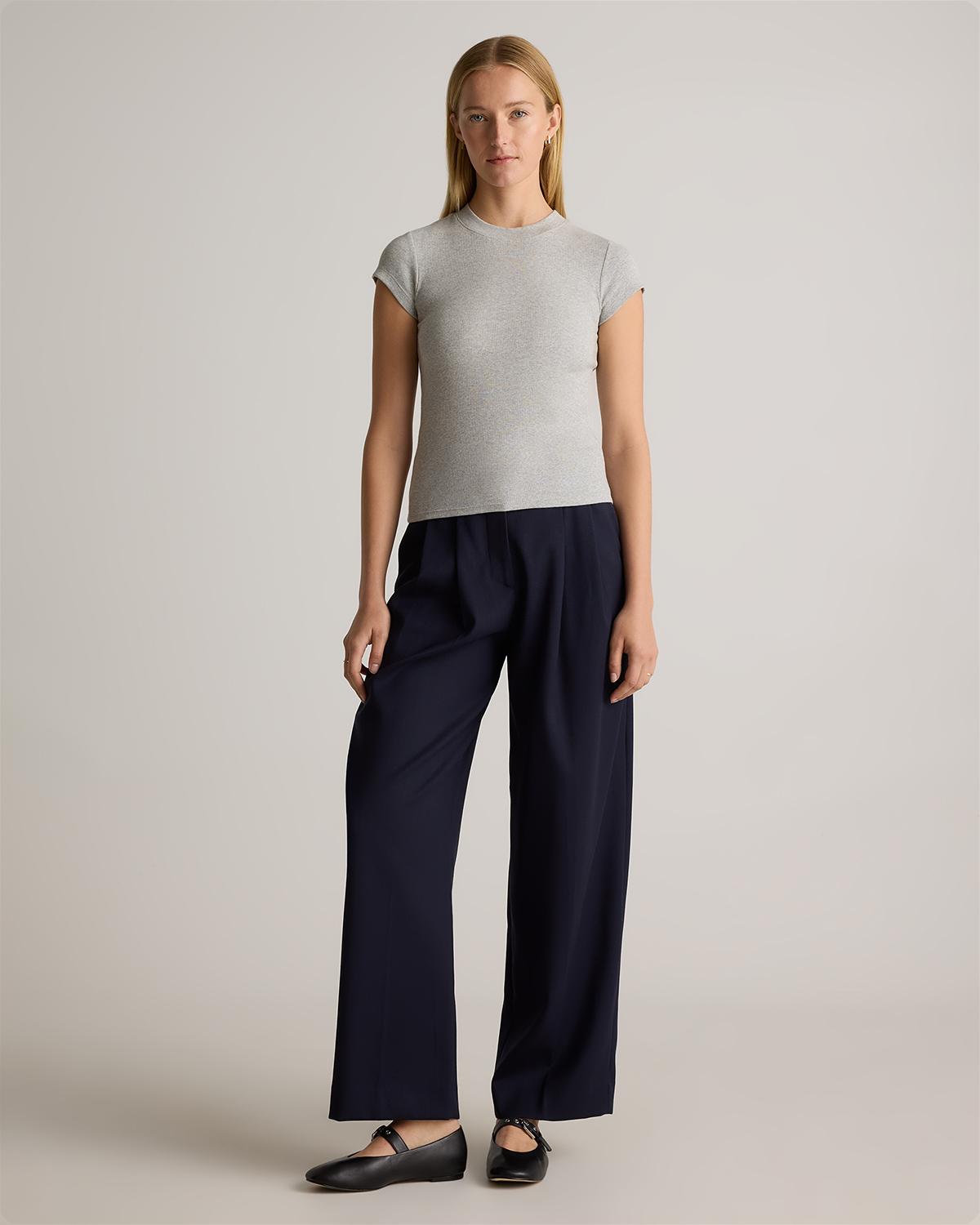 Quince | Women's Micro-Rib Crewneck T-Shirt Organic Cotton Product Image