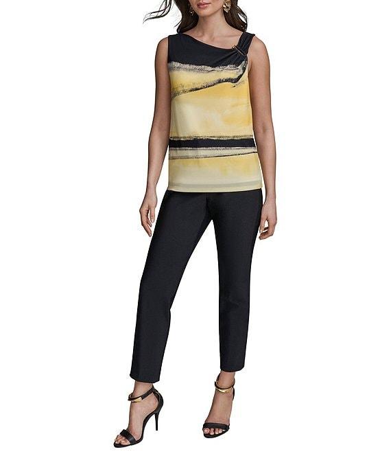 Donna Karan Printed Asymmetric Neck Sleeveless Top Product Image