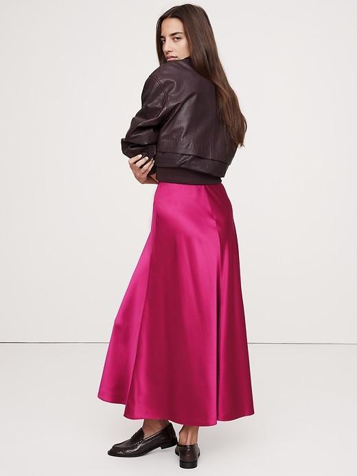Bias-Cut Silk Midi Skirt Product Image