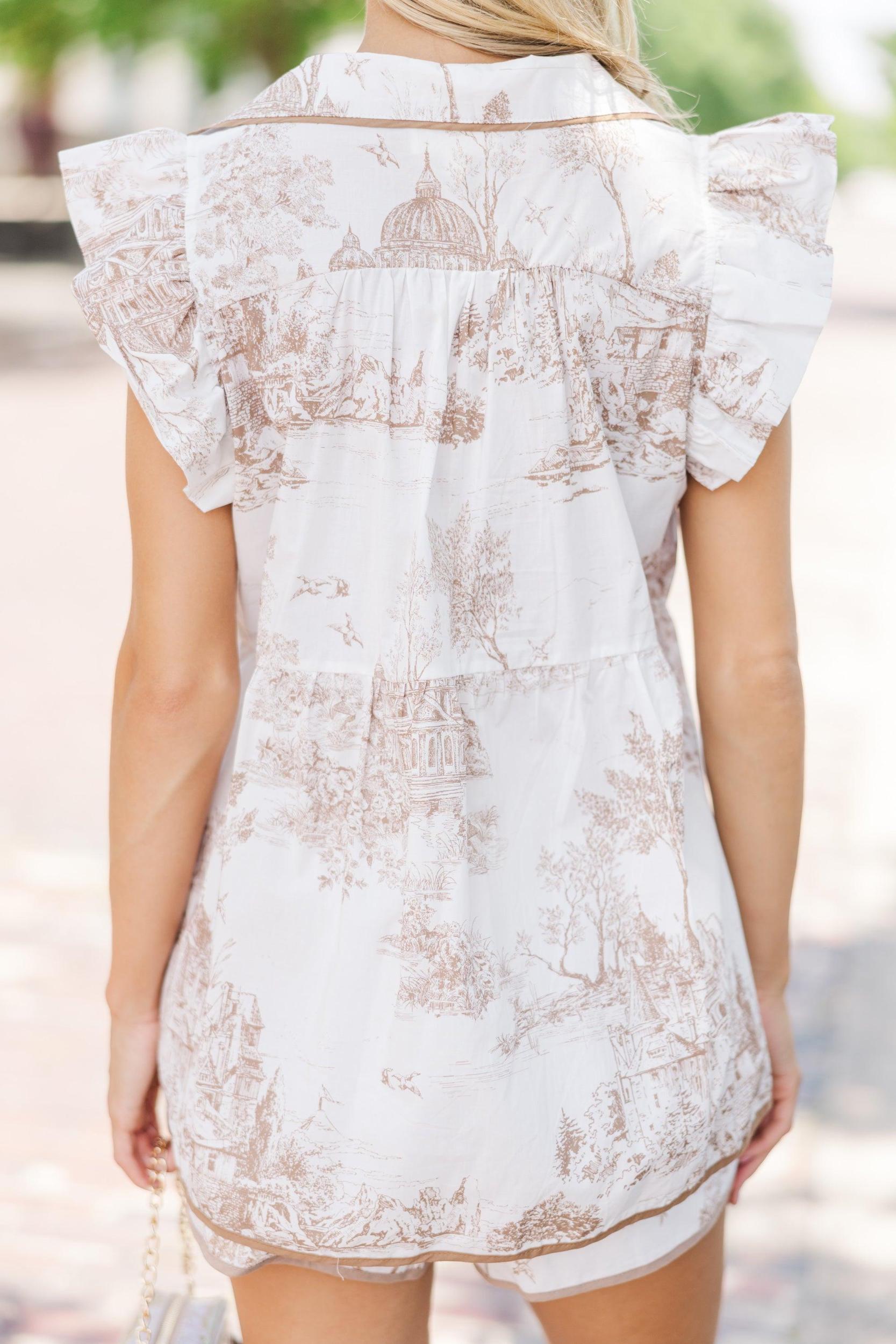 Make Your Choice Latte Brown Toile Blouse Female Product Image