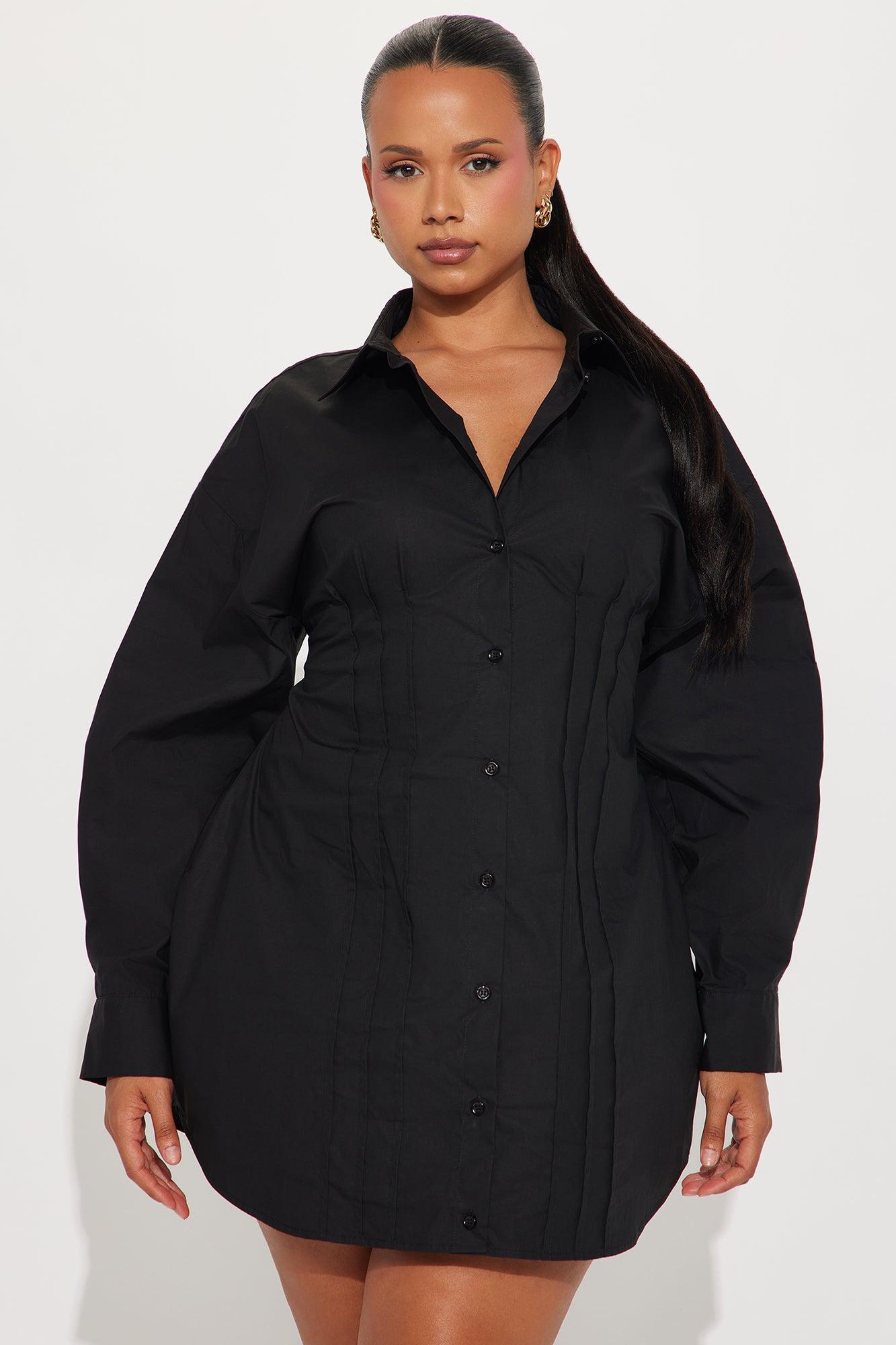 Vera Collar Shirt Mini Dress - Black Female Product Image