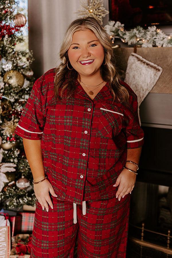 Pretty In Plaid Pajama Top Curves Product Image