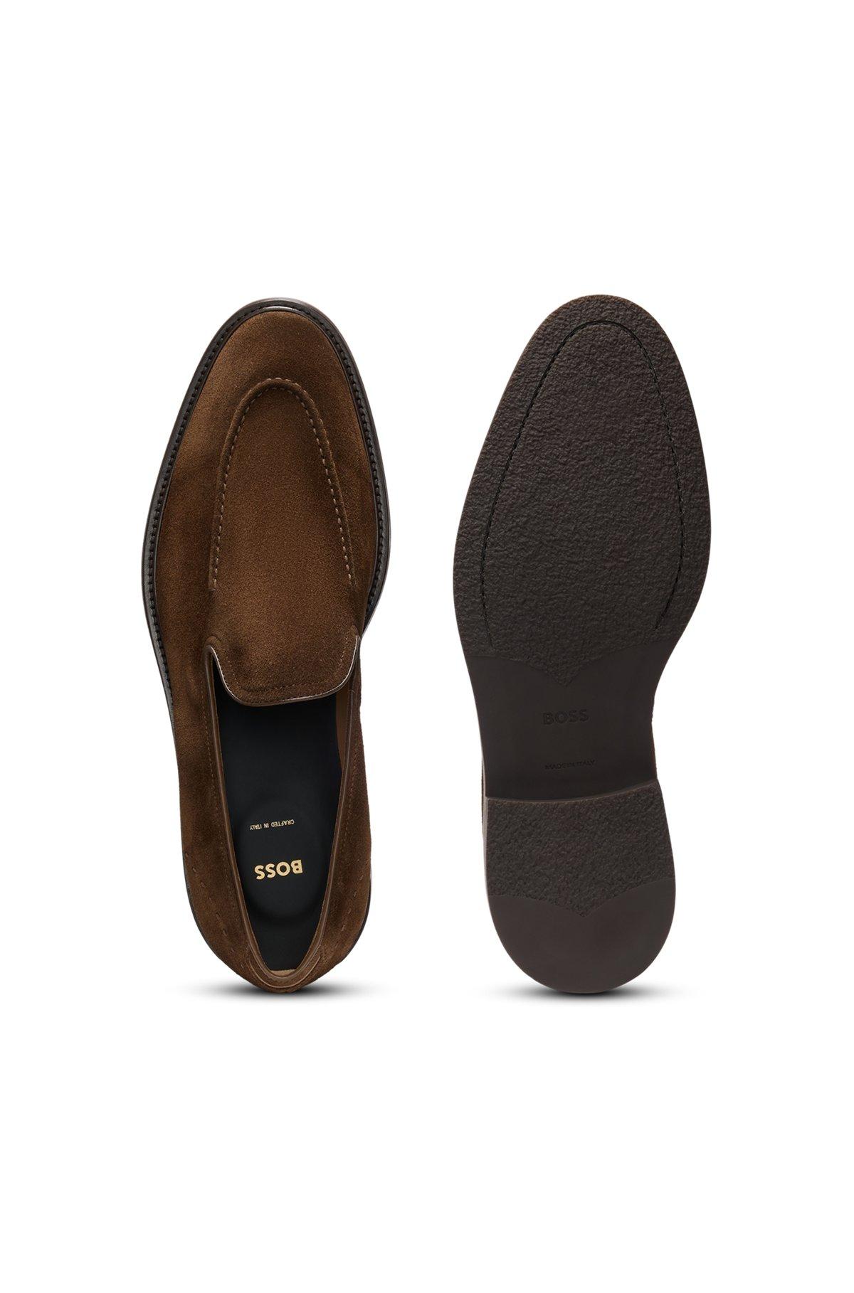 Suede loafers with leather piping Product Image