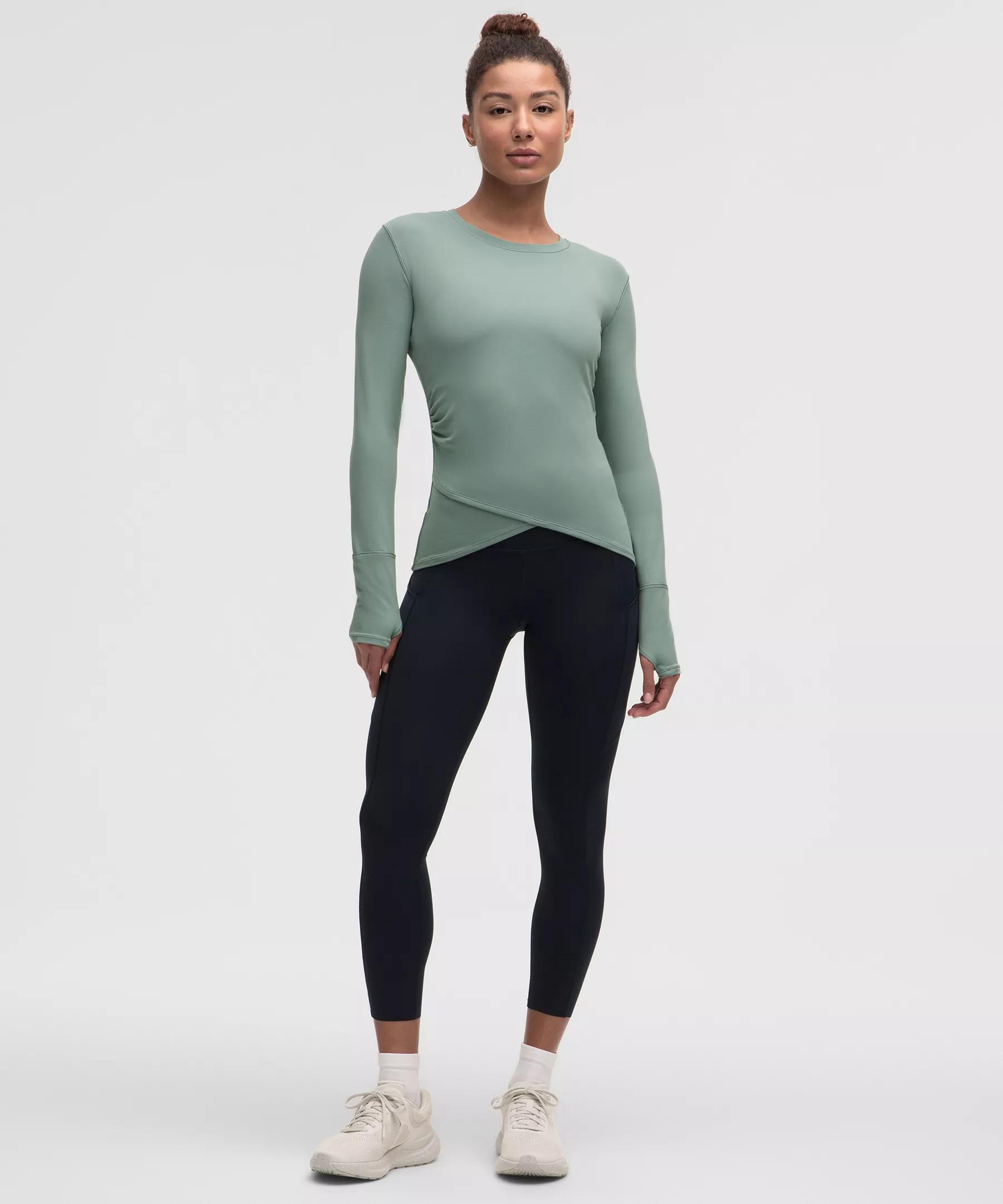 Rulu Gathered-Waist Long-Sleeve Running Top Product Image