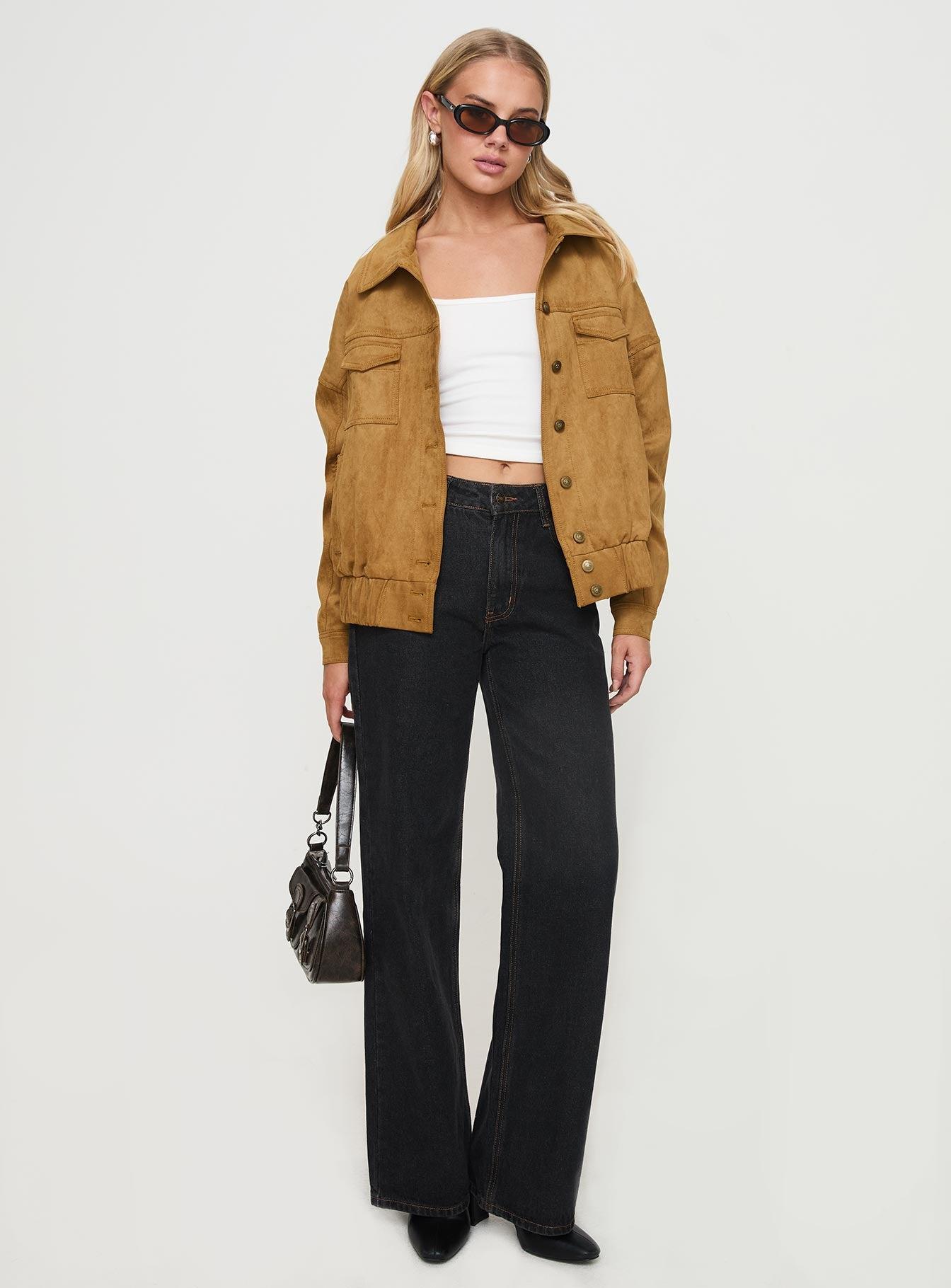 Ristretto Faux Suede Bomber Brown Product Image