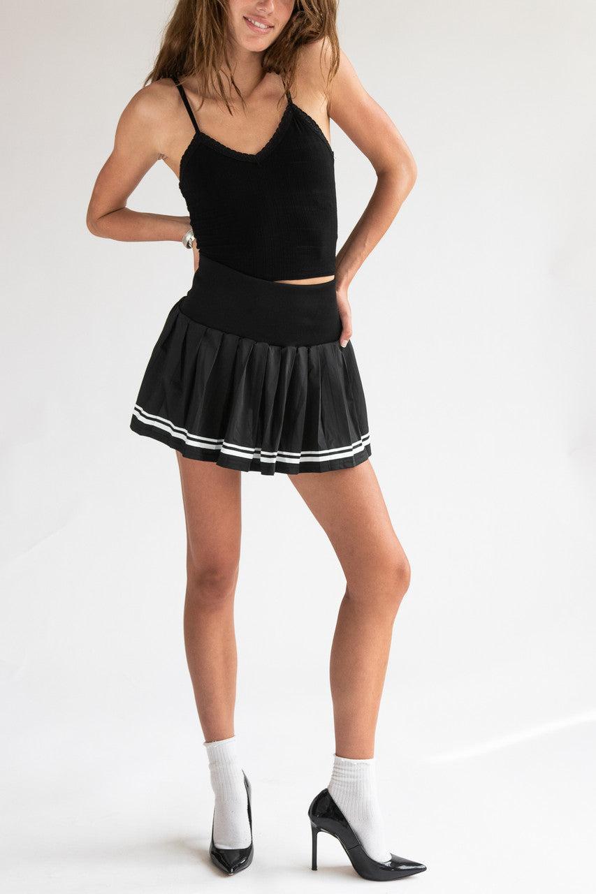 Stripe Hem Pleated Skirt Product Image