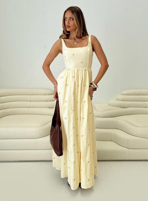 Cartmel Embroidered Maxi Dress Cream Product Image