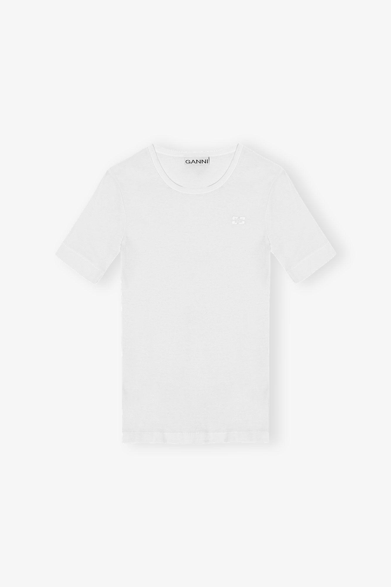 White Soft Cotton Rib Short Sleeve T-Shirt Product Image