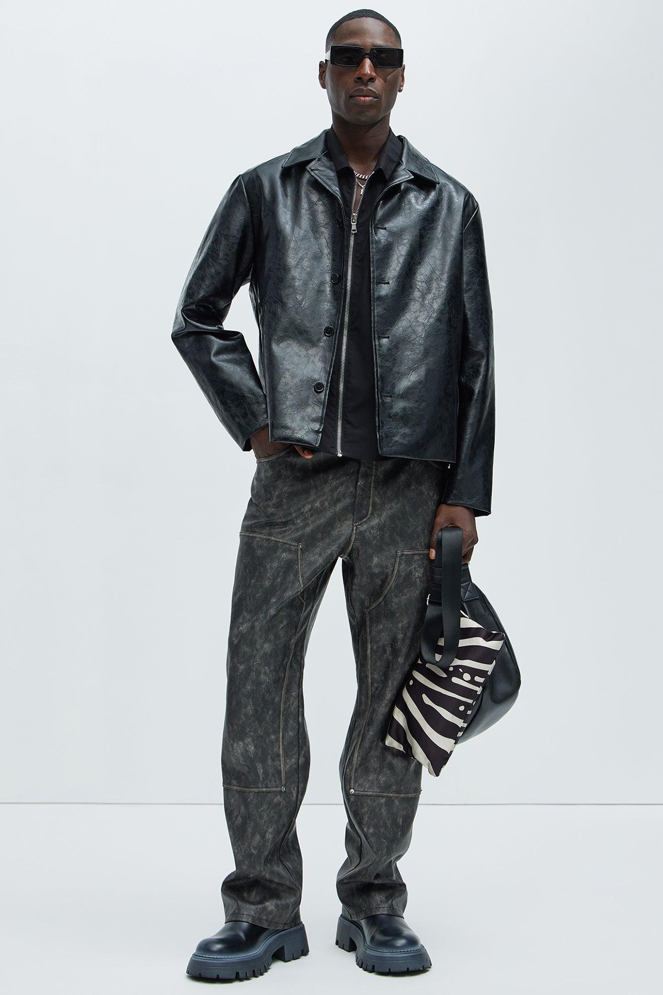 Mitchell Faux Leather Jacket - Black Product Image