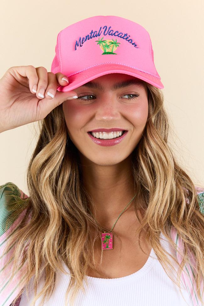 Mental Vacation Pink Trucker Hat FINAL SALE Product Image