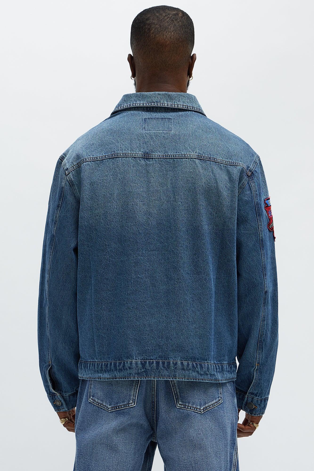 Been About It Freedom Patched Trucker Jacket - Medium Blue Wash Male Product Image