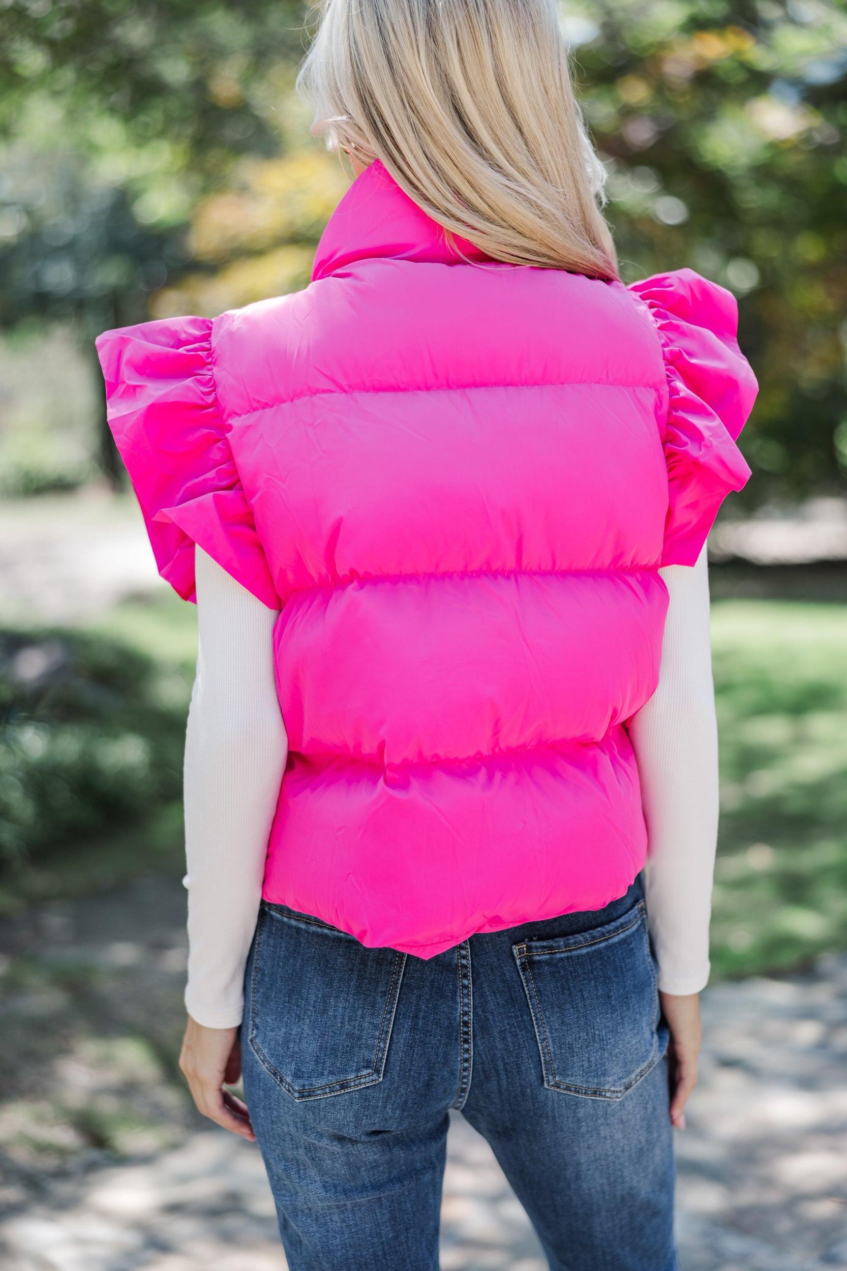 See You There Hot Pink Ruffled Vest Female Product Image