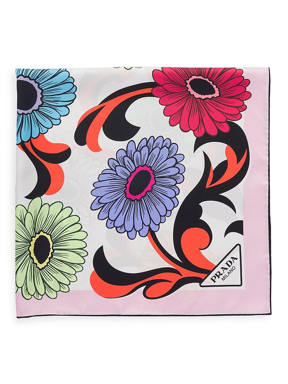 Flower-Print Silk Scarf Product Image