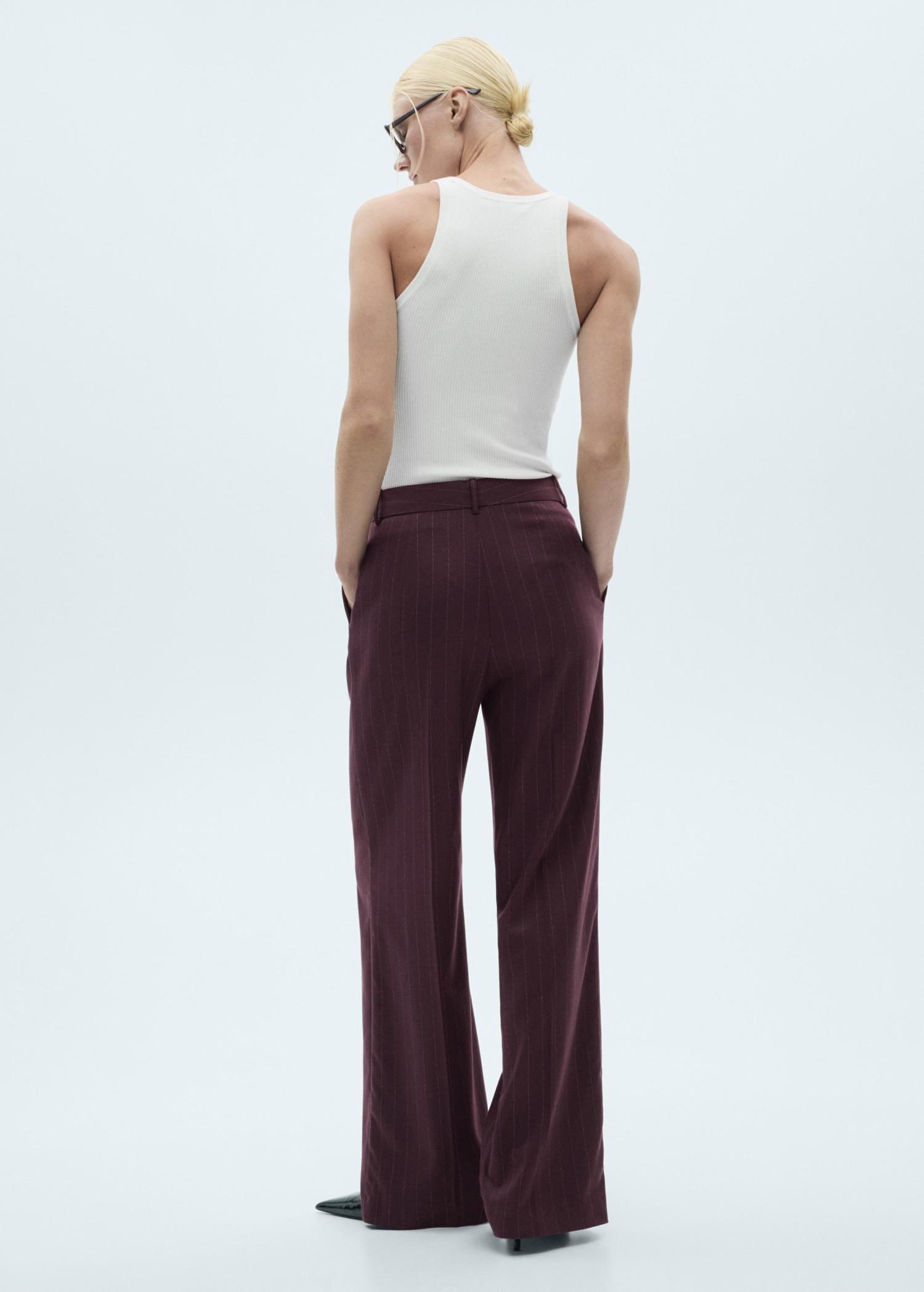 Pinstripe pleated pants - Women | MANGO USA Product Image