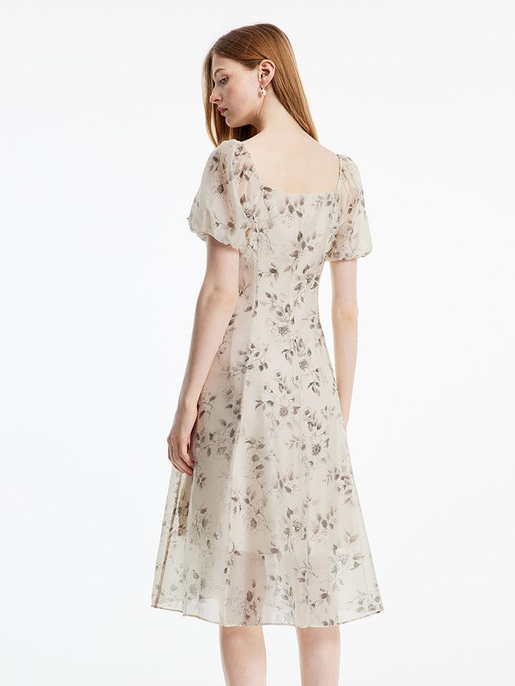 Halter Neck Lace-up Print Midi Dress Product Image