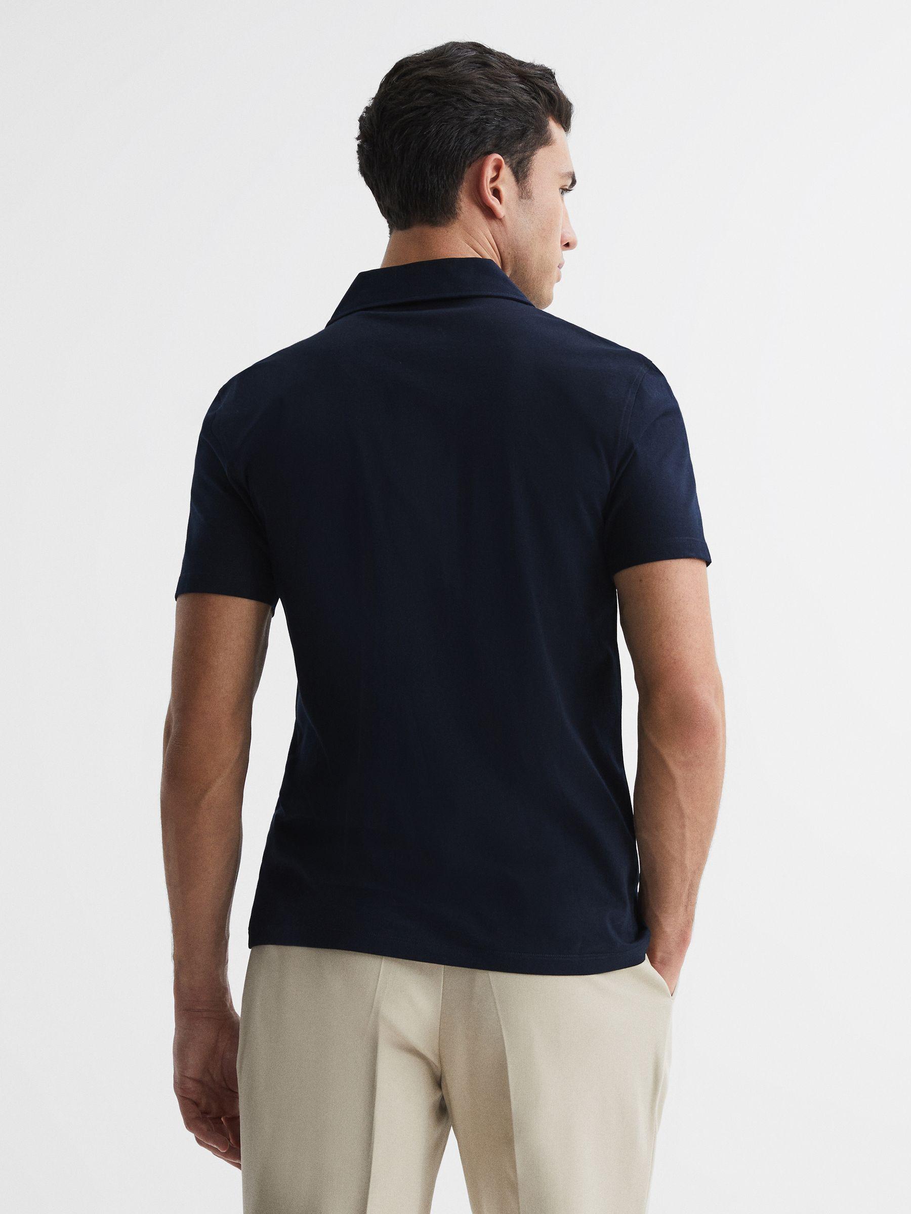 Mercerised 100% Cotton Jersey Cuban Collar Shirt in Navy Product Image