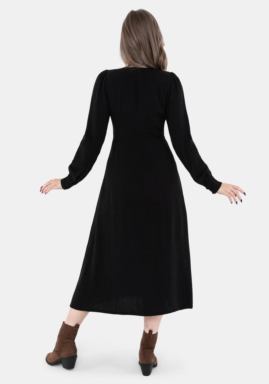 Hexborn Linen-Blend Baba Yaga Embroidered Midi Dress Product Image