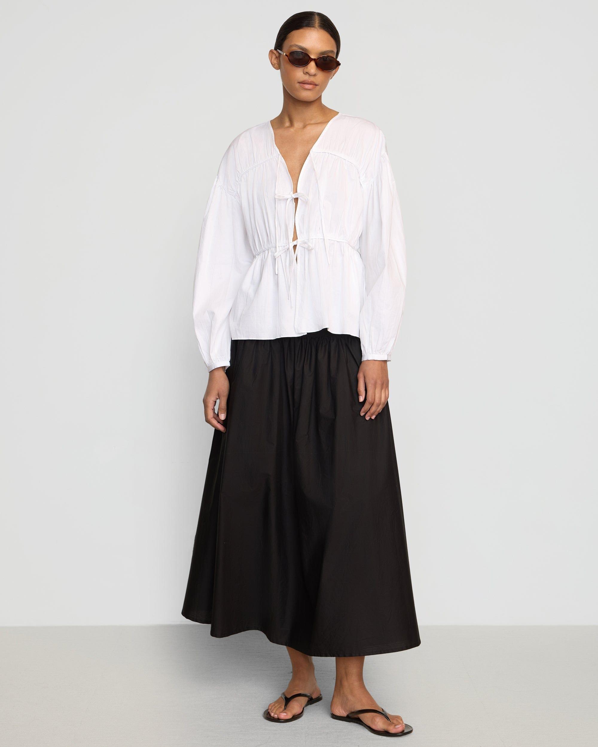 Hira Tie-Front Organic Cotton Blouse Product Image