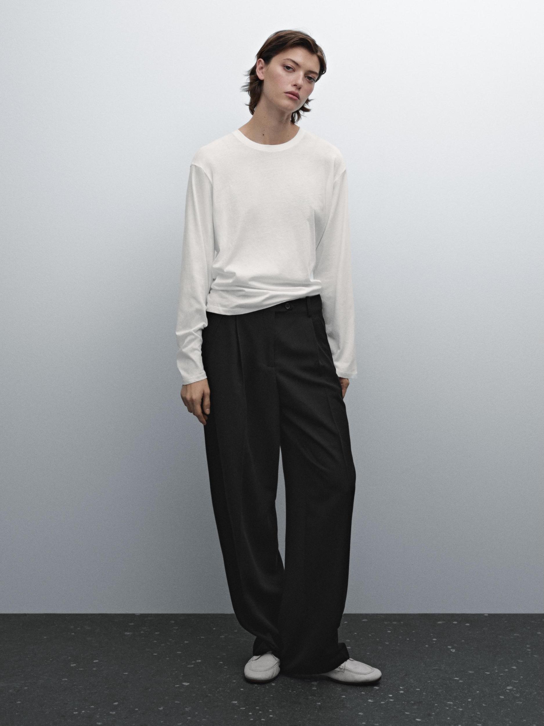 Darted trousers with tab detail Product Image