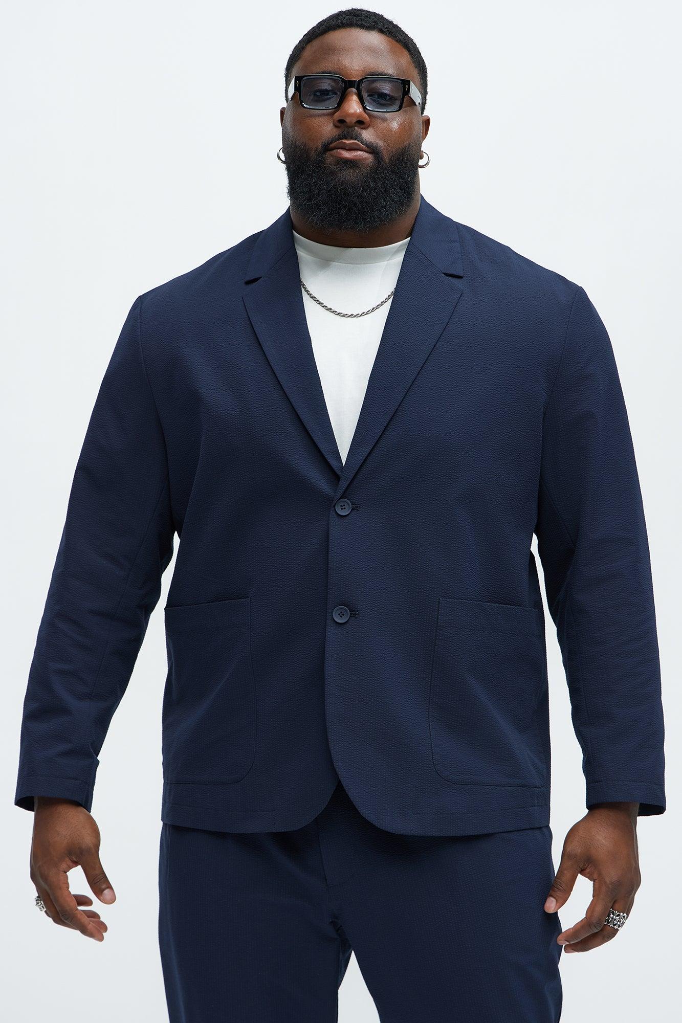 Seersucker Casual Blazer - Navy Product Image
