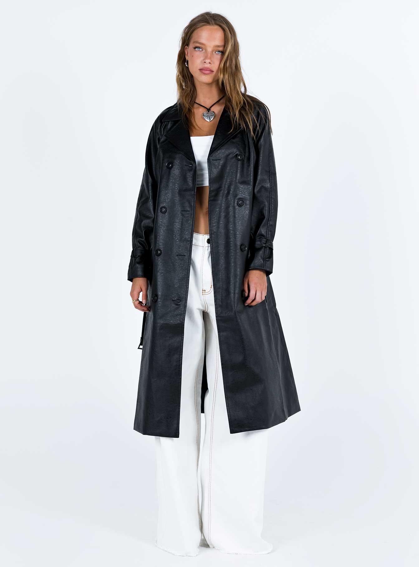 Montanna Faux Leather Coat Black Product Image