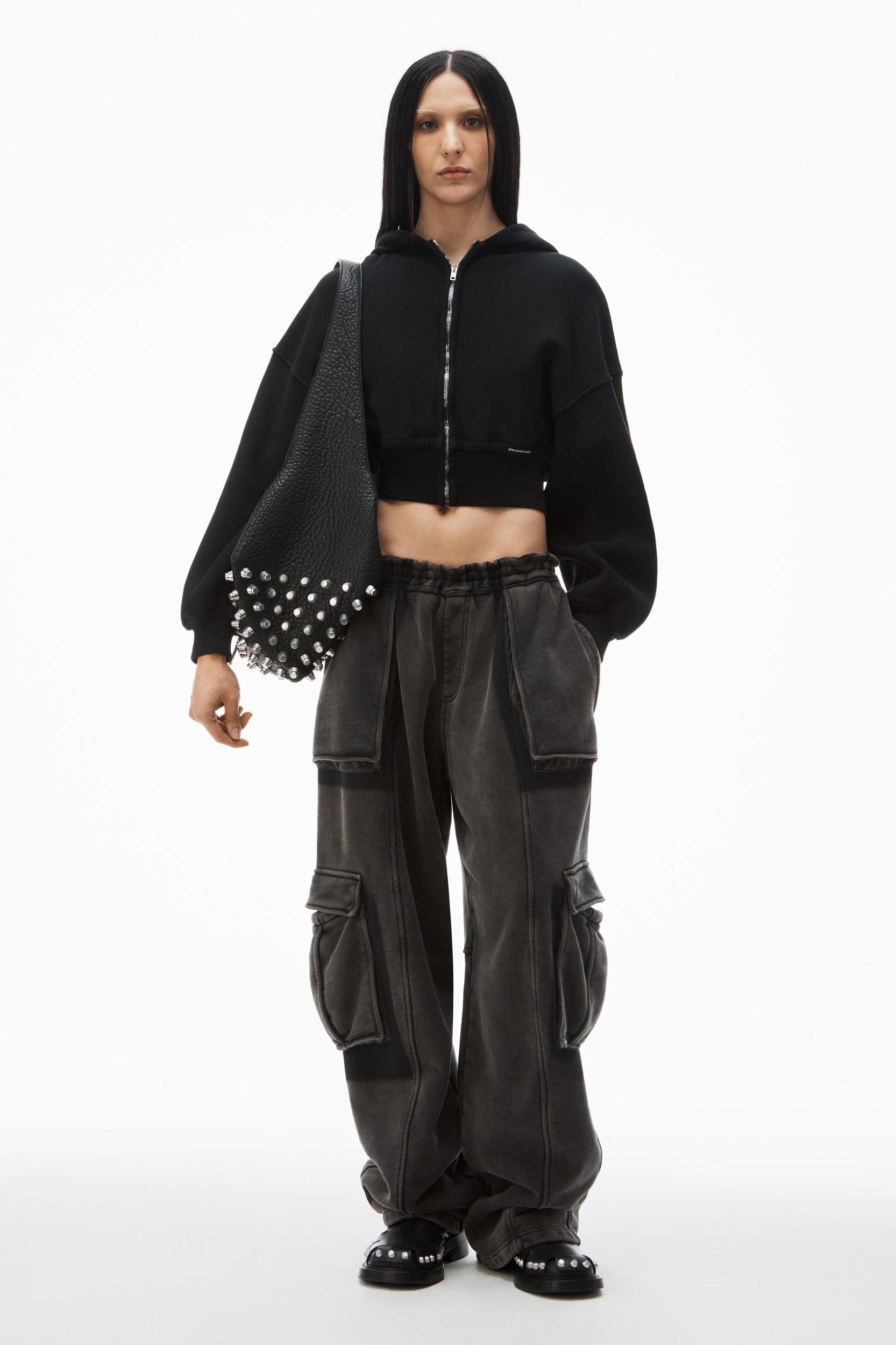 Cropped Zip Up Hoodie In Classic Cotton Terry Product Image