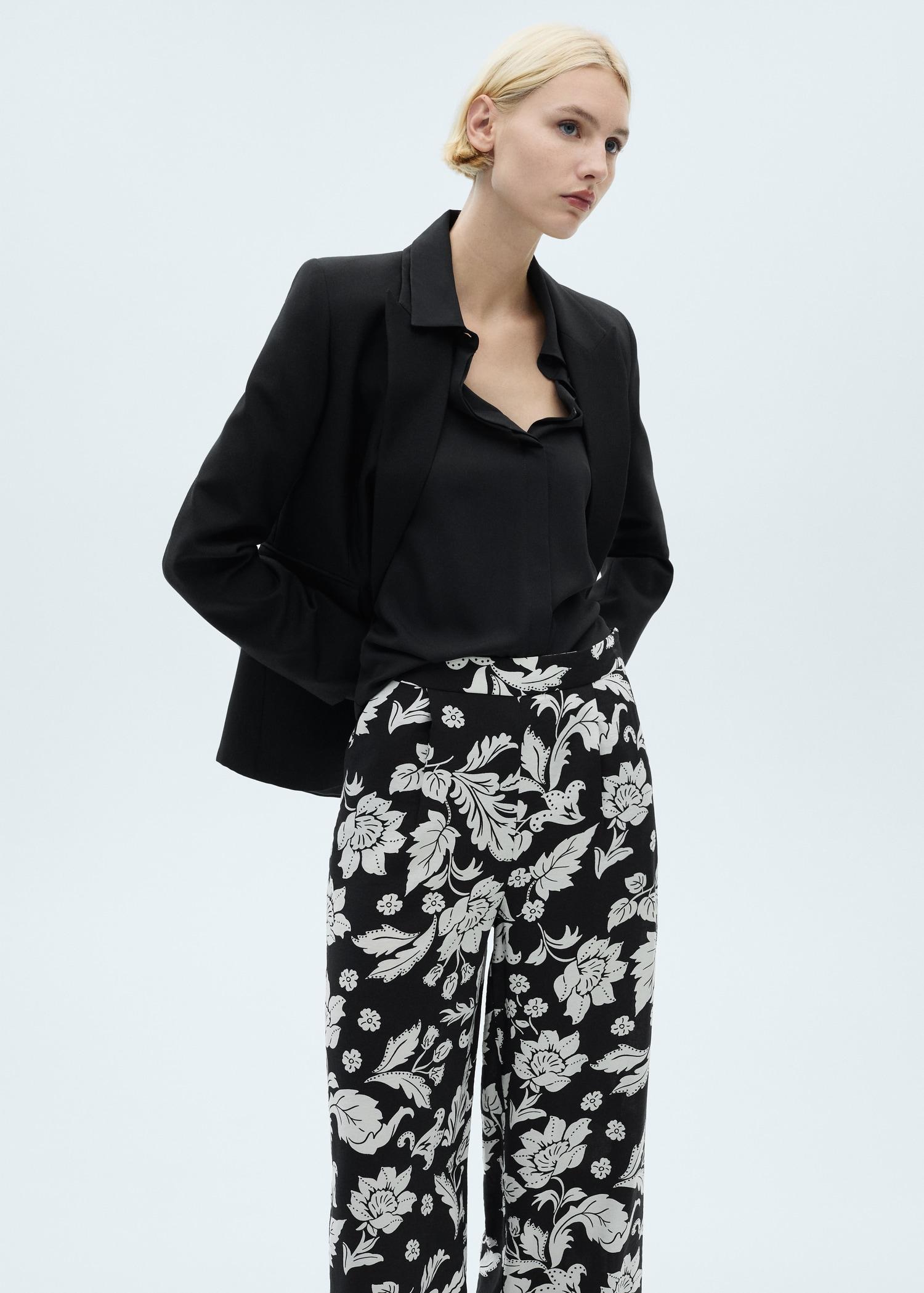 Floral print straight pants - Women | MANGO USA Product Image