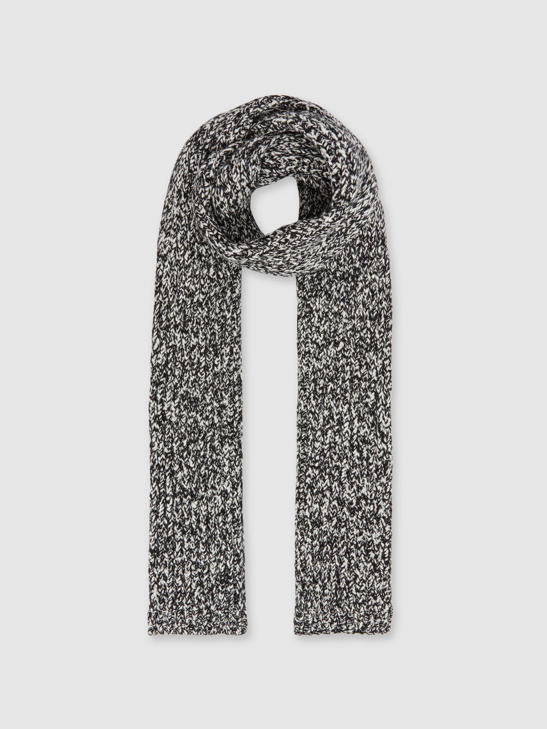 Cotton-Wool Ribbed Mouliné Scarf in Black/White Product Image