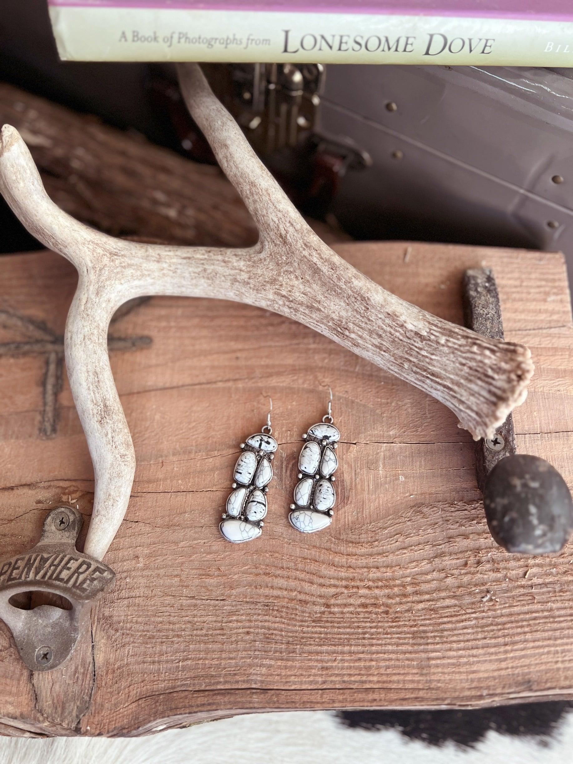 6 Stone Navajo Inspired Cluster Earrings - 2 Colors Product Image