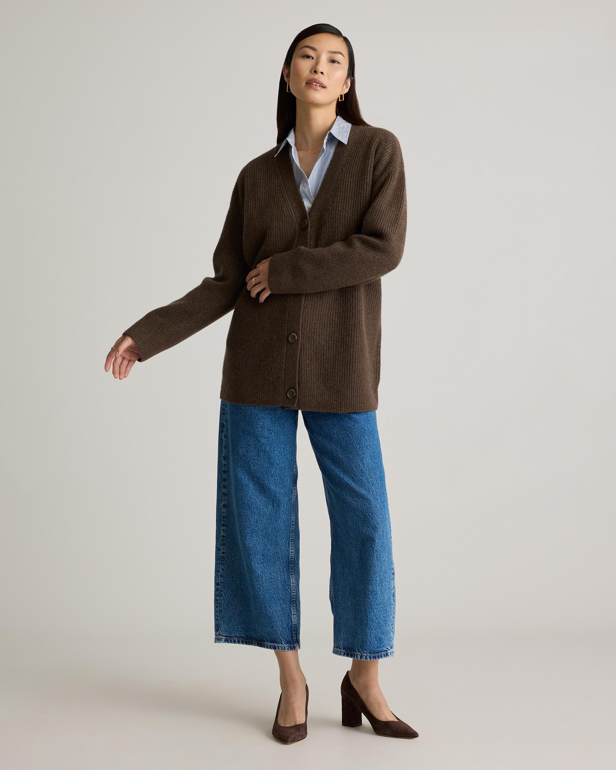 Quince | Women's Mongolian Cashmere Oversized Boyfriend Cardigan Sweater Size XL Product Image
