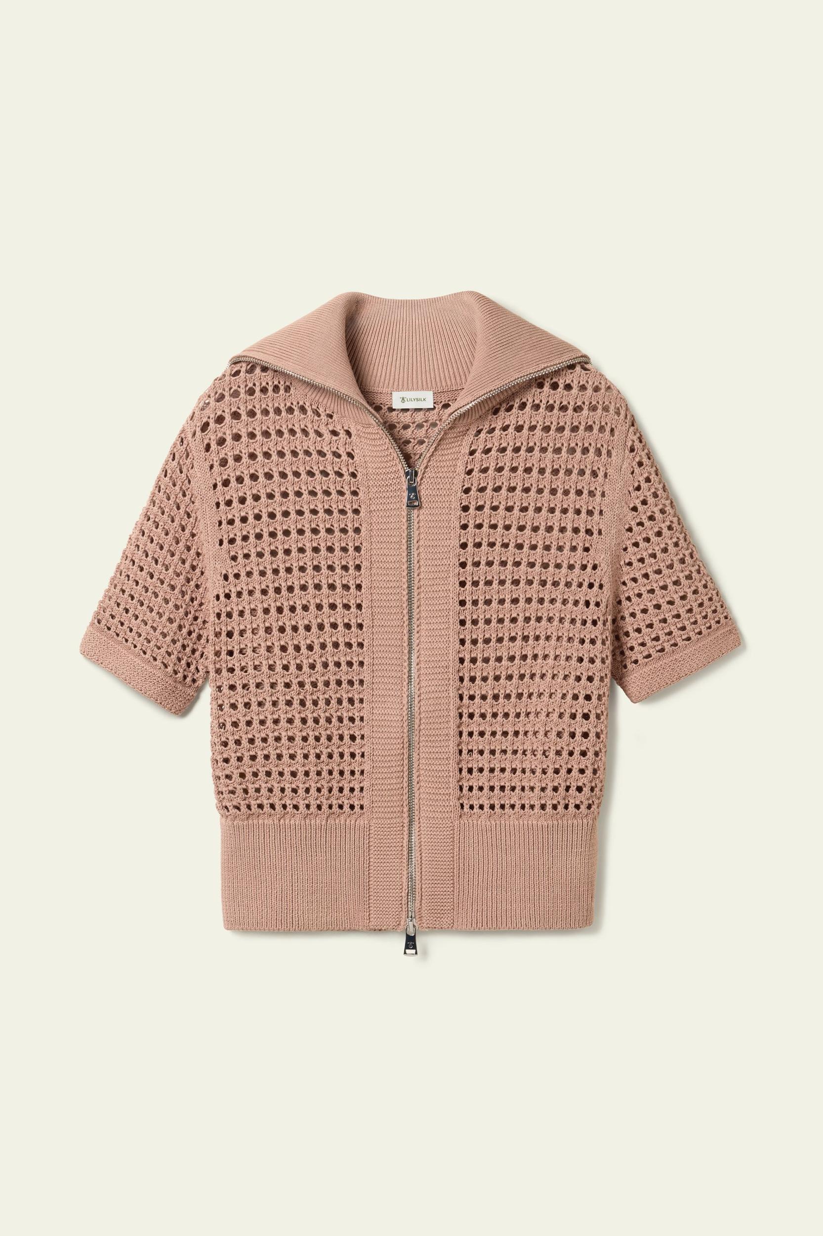 Toscana Pointelle Knit Double-Zip Cardigan Product Image