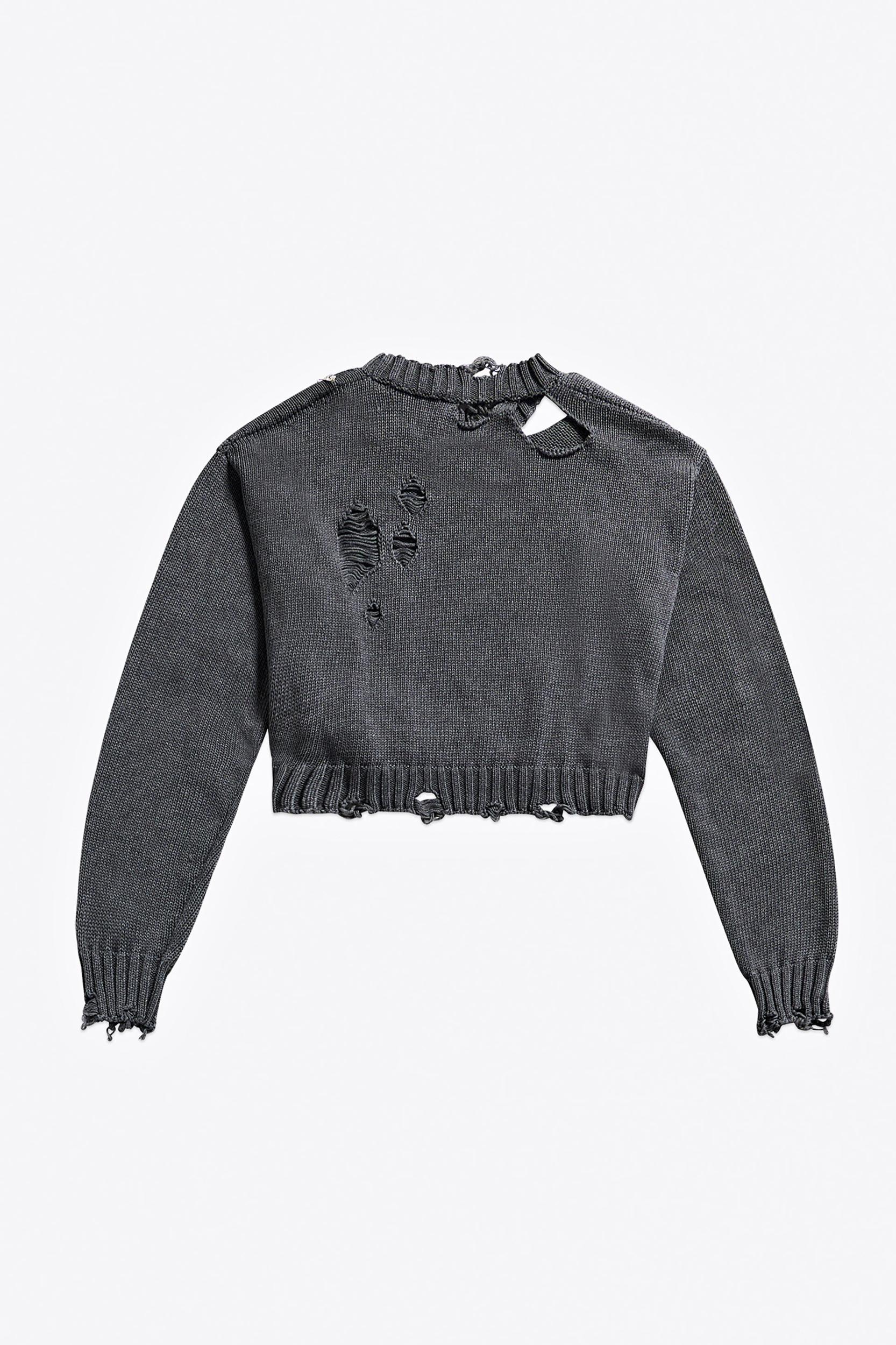 Distressed Crystal Crewneck Sweater Product Image