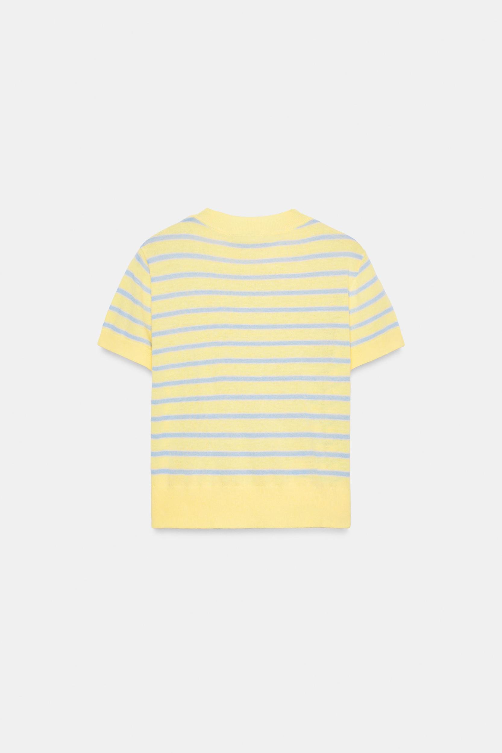 STRIPED SHORT SLEEVE KNIT SWEATER Product Image
