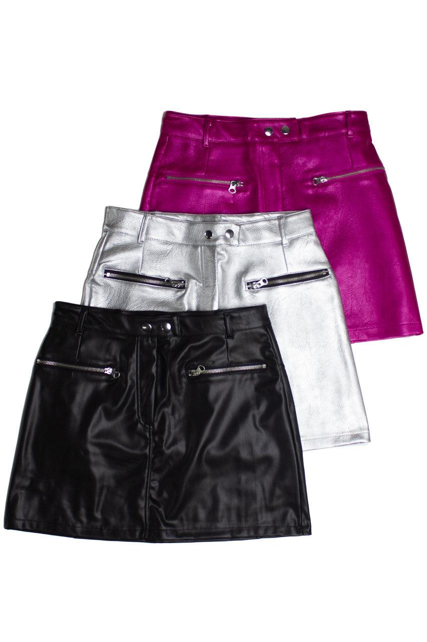 Metallic Zipper Pocket Skirt Product Image