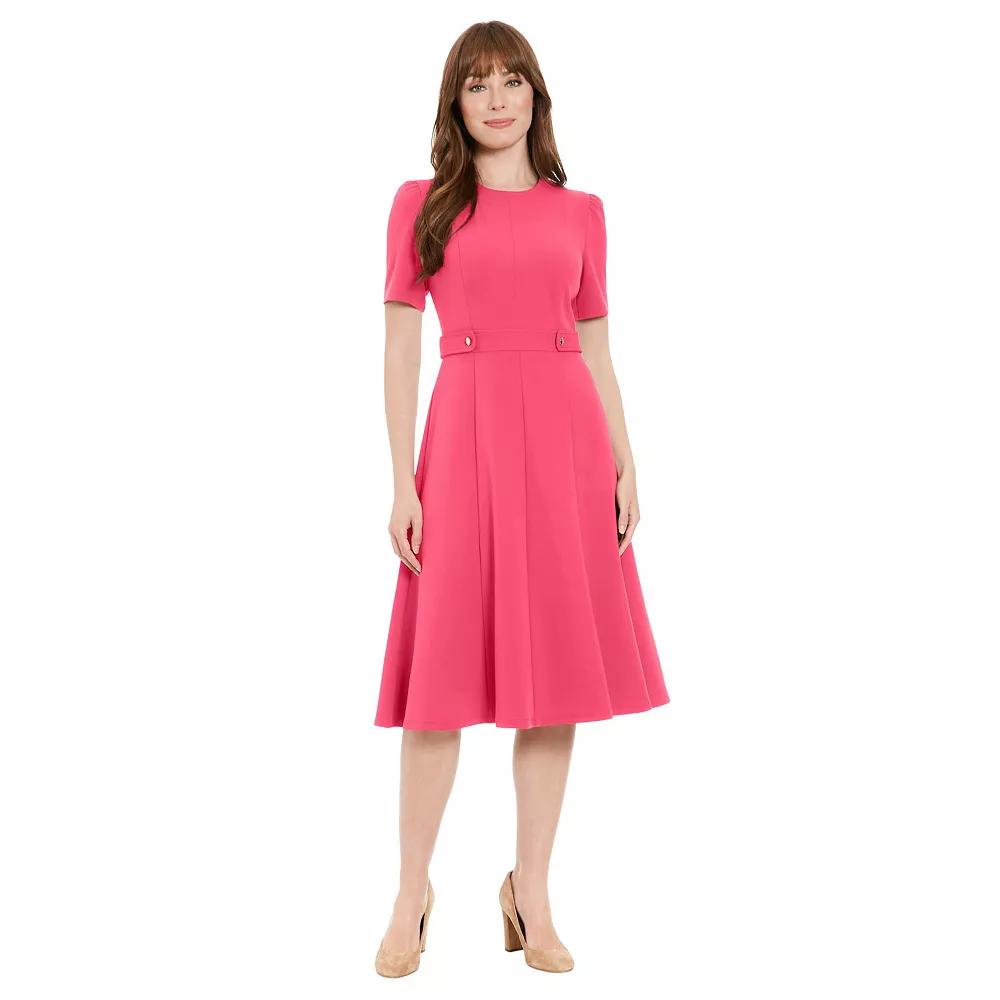 Women's London Times Solid Side Tab Fit & Flare Dress, Size: 14, Pink Red Product Image