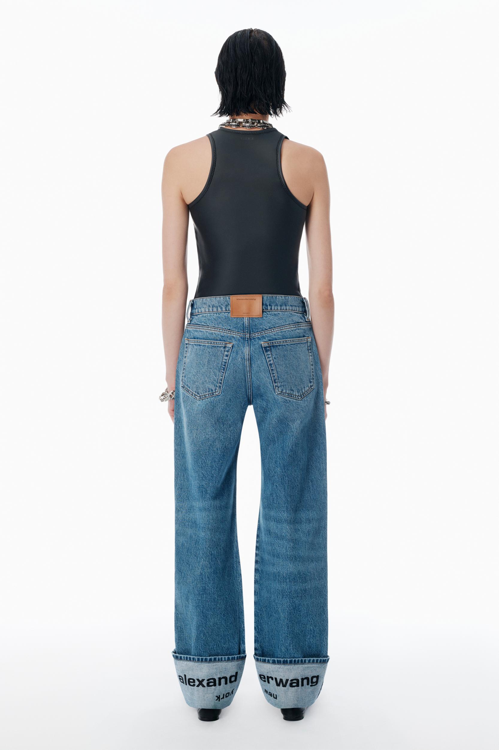 Indigo Logo-embroidered Mid-rise Jeans Product Image