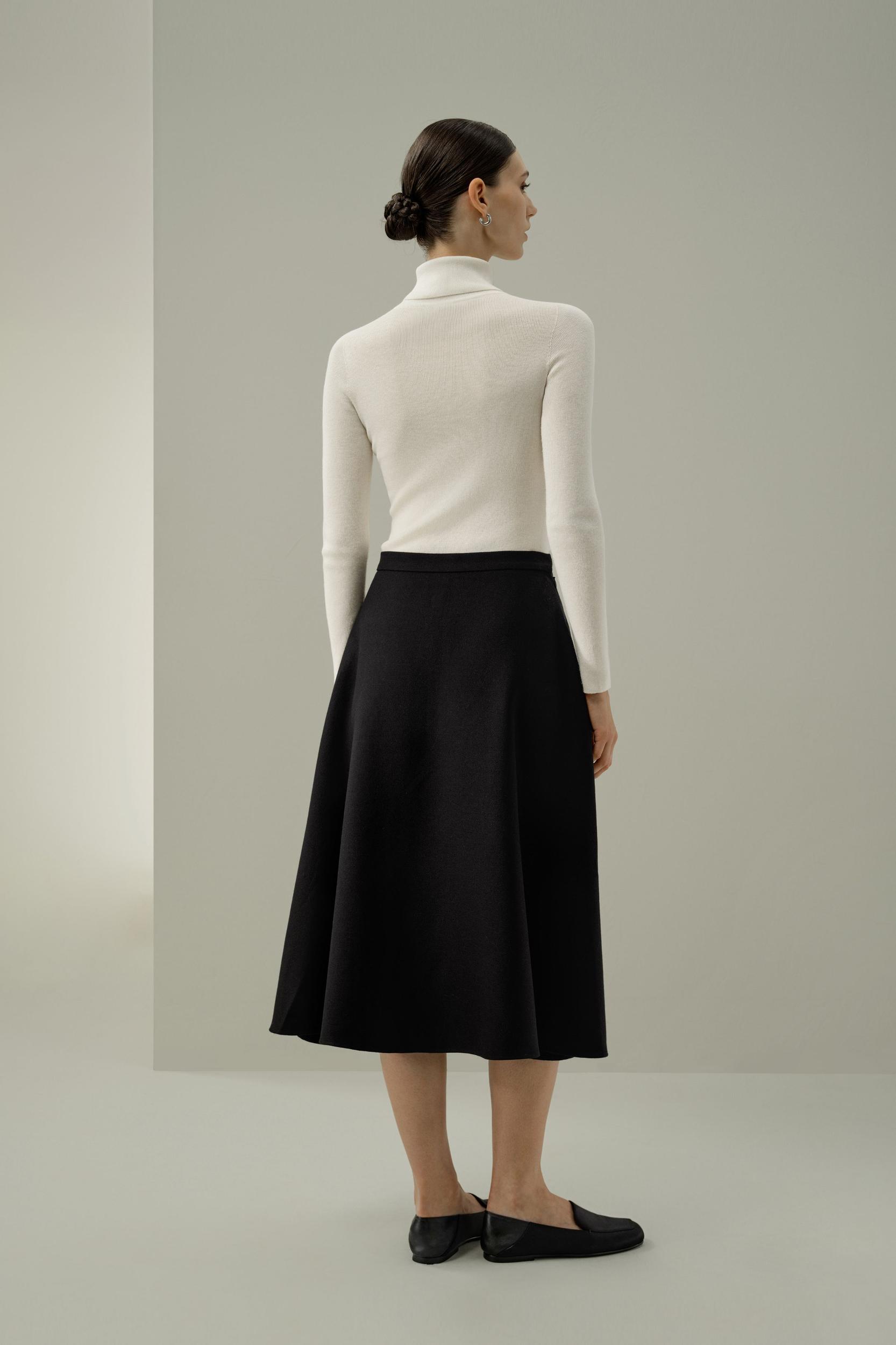 Refined Silk-Wool A-Line Midi Skirt Product Image