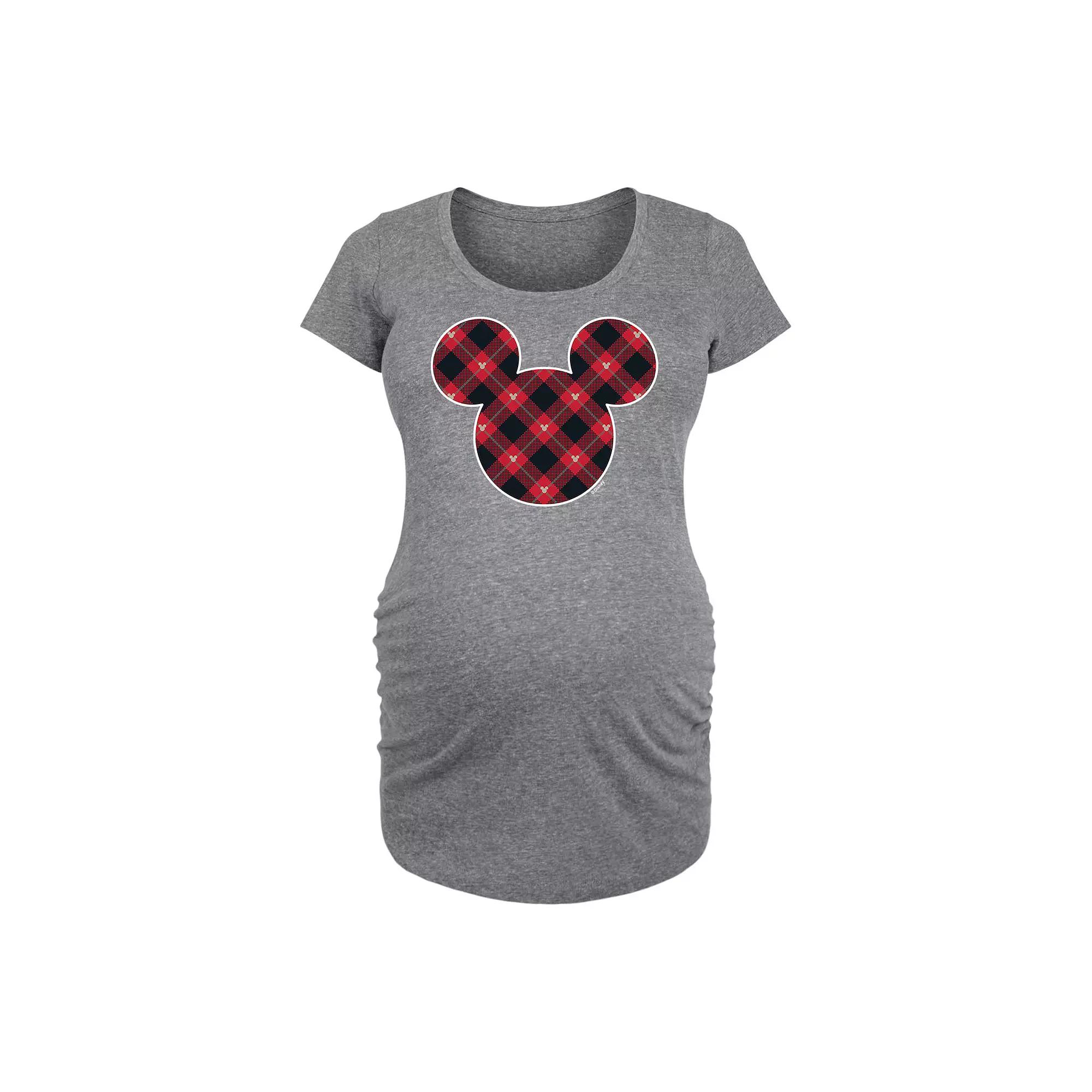 Disney's Mickey Mouse Maternity Silhouette Plaid Fill Graphic Tee, Women's,  Product Image