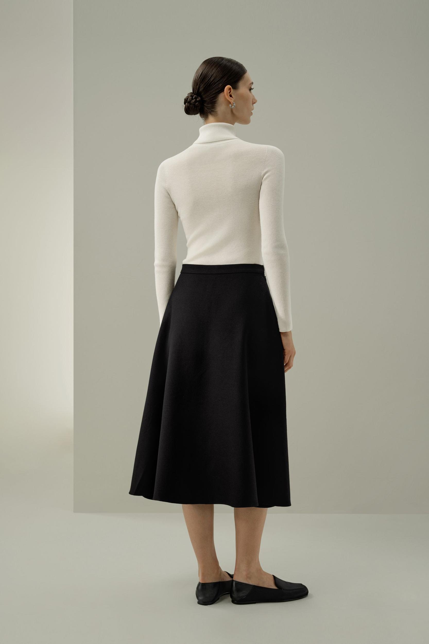 Refined Silk-Wool A-Line Midi Skirt Product Image